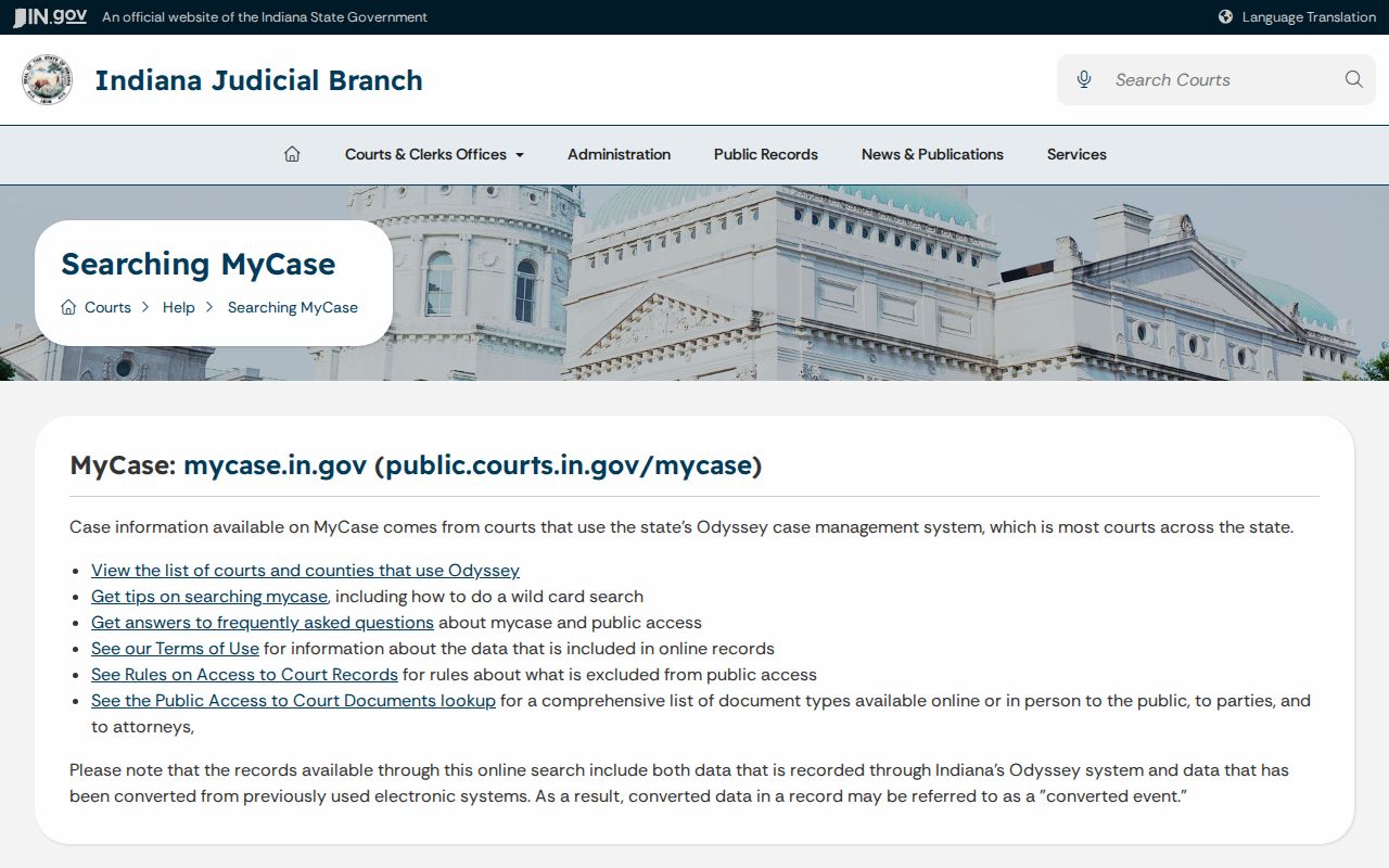 Vanderburgh County case search help