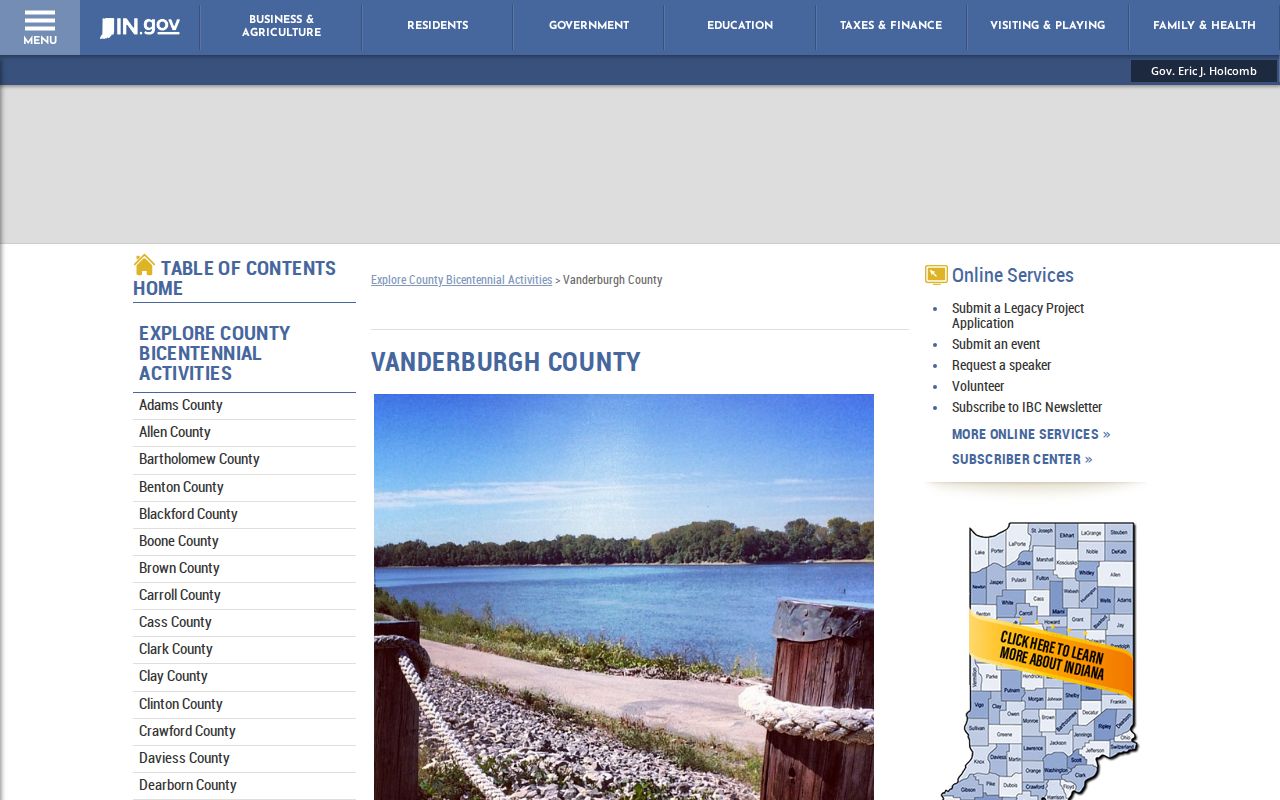 Indiana profile of Vanderburgh County and its courthouse history