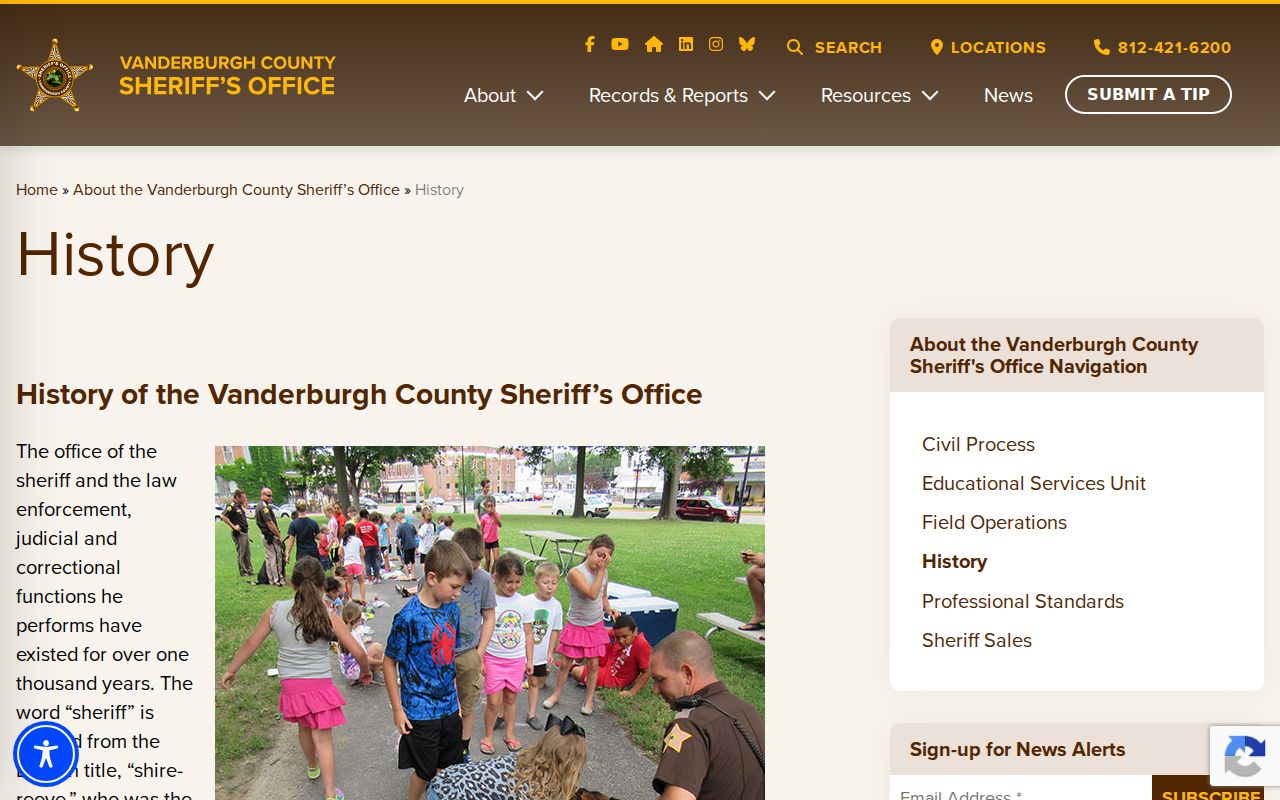 Vanderburgh County sheriff history related to criminal court records