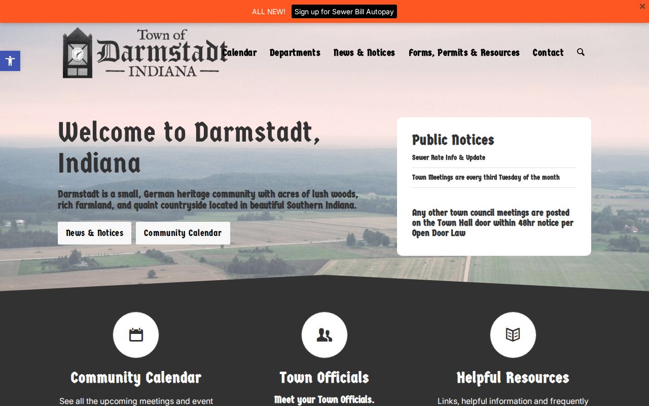 Official Town of Darmstadt home page and public notices