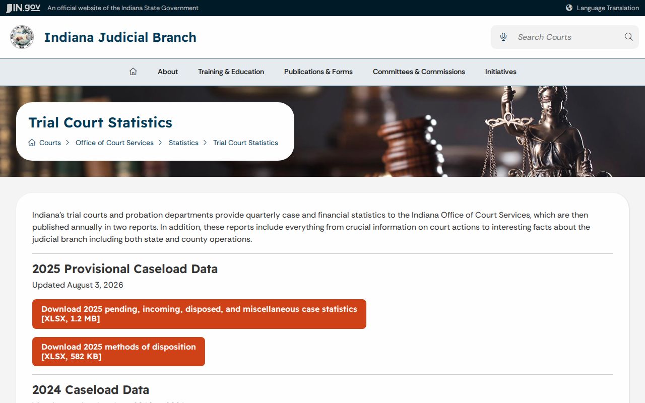 Indiana trial court statistics for Vanderburgh County docket context
