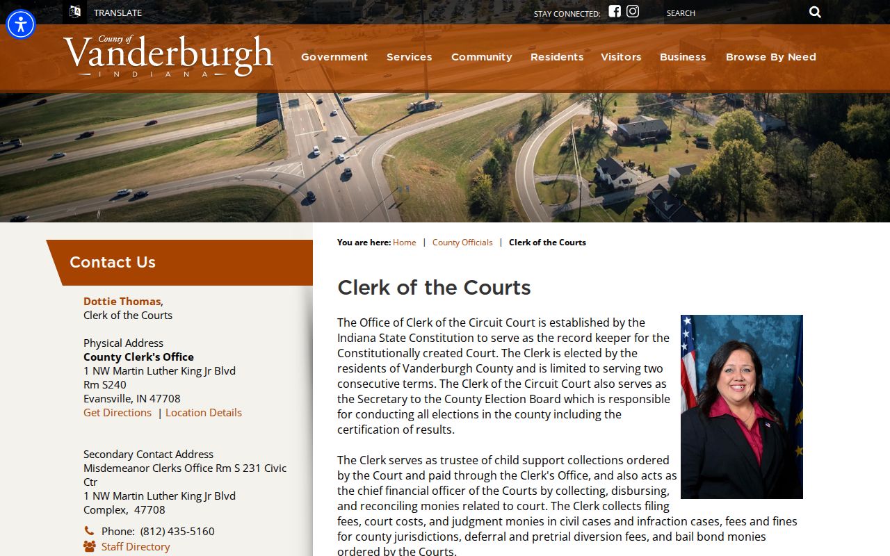 Vanderburgh County Clerk office and court docket access